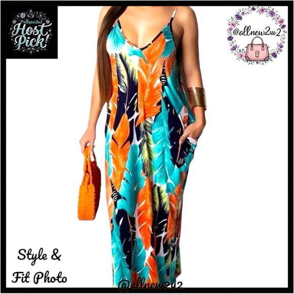 Dresses & Skirts - Backless Boho Tropical Leaf Print Maxi Multi-Colored Dress